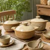 Beige ceramic cookware set: A multi-functional earthenware pot for frying, stir-frying, stewing and boiling at home details Picture